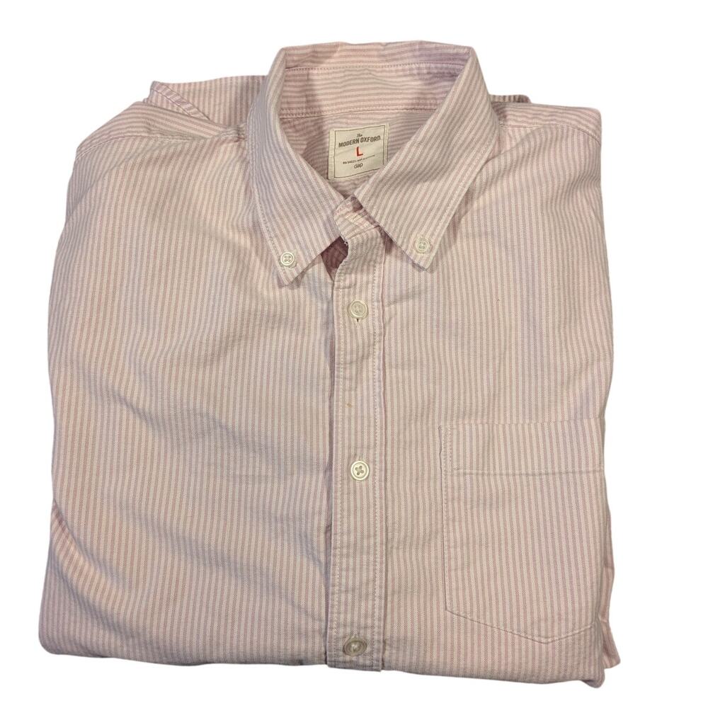 Men's Gap the Modern Oxford Pink Stripe Button Down (L) Preppy Ivy Old Money